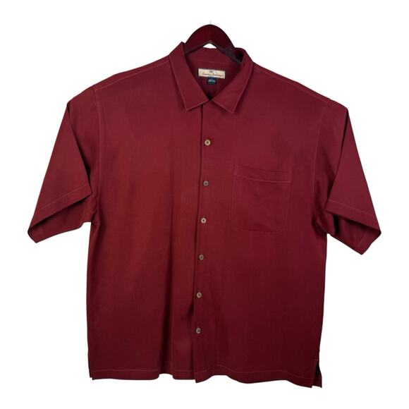 Tommy Bahama Silk Shirt Mens XL Original Fit Maroon Red Camp Hawaiian Casual - Picture 1 of 12